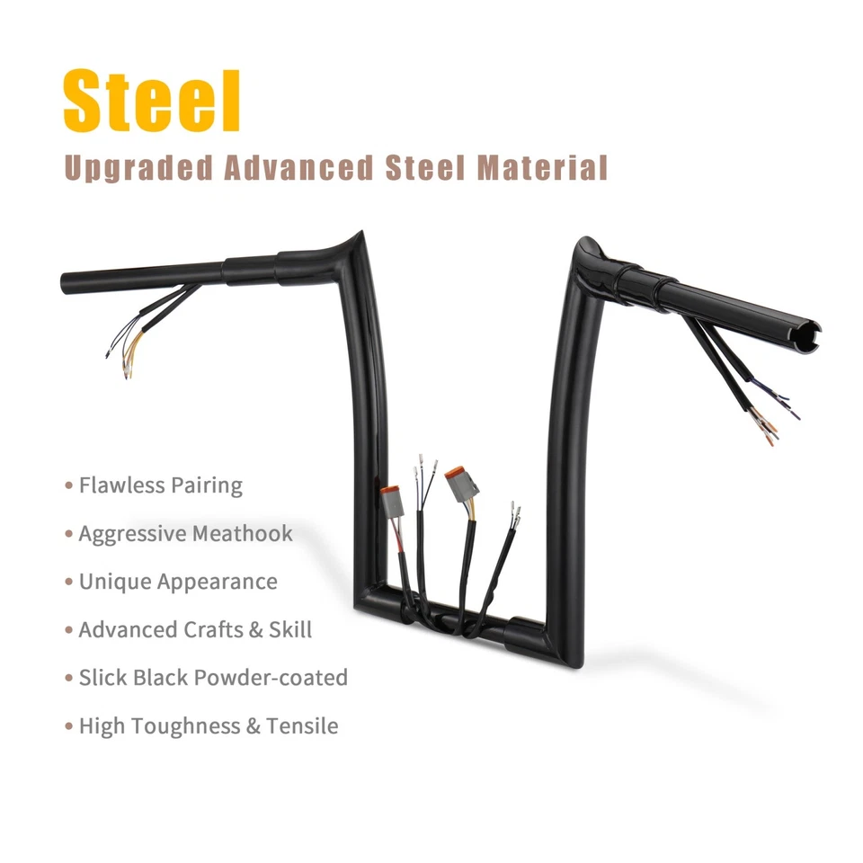 Manillar precableado Softail Dyna Road King Heritage 12"" elevación 1,5"" Fat 96-06 Foto 4 de 4