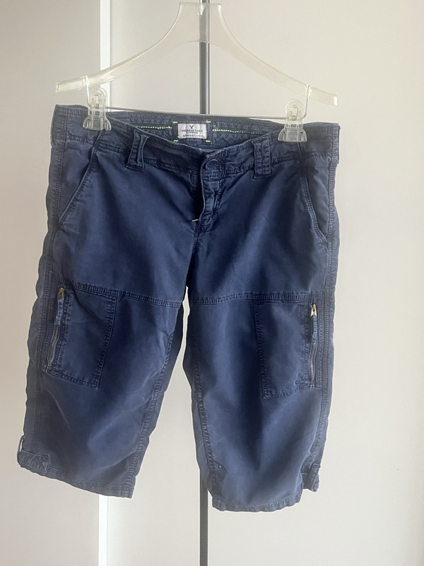 American Eagle Cargo Pant Capri Navy Cotton Casual Zip Pockets Live Your Life 10
