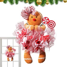 Gingerbread Man Christmas Wreath Holiday Ribbons Gingerbread Doll 18.11*16.14 In