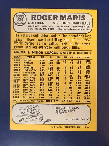 Tarjetas de béisbol Topps 1968 completan tu conjunto que elijas #231 - 345 - Imagen 197 de 227