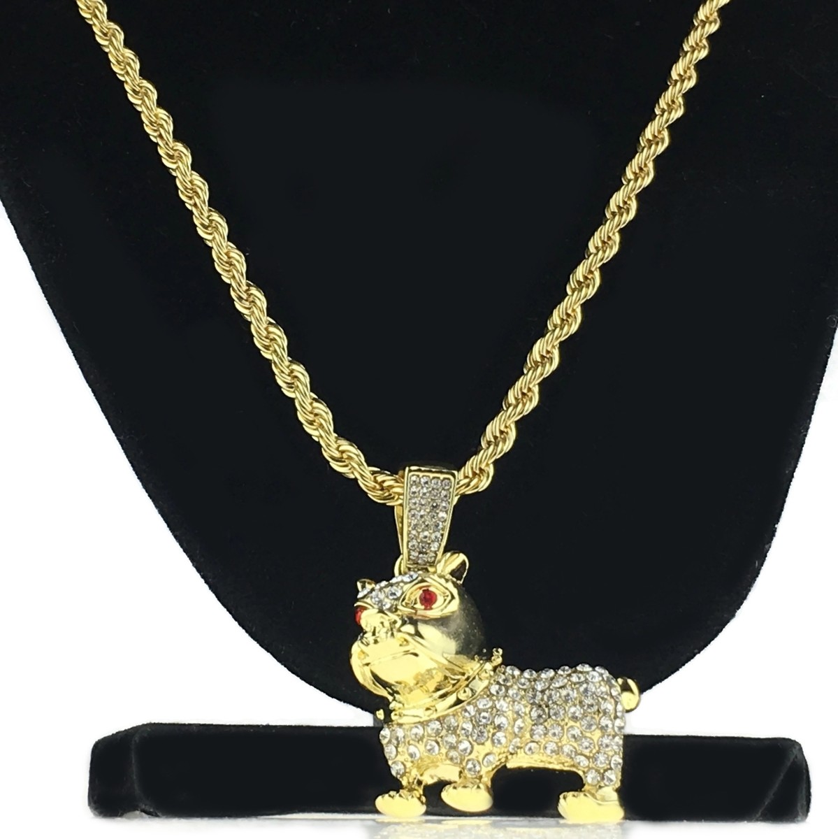 French Bulldog Pendant Chain 14K Gold Plated Dog Charm Rope