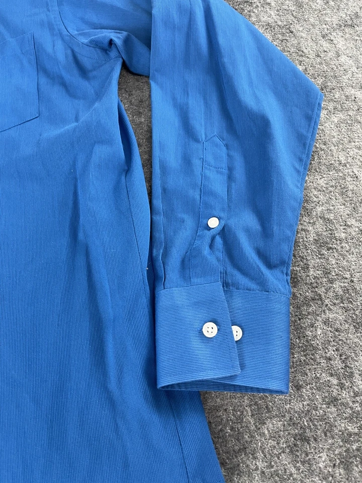 Geoffrey Beene Dress Shirt Mens 16 34/35 Blue Button Up Wrinkle Free  N109 - Image 2 of 4