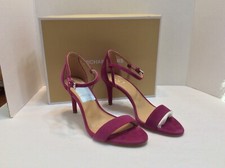 MICHAEL KORS Simone Purple Suede Strappy Ankle Buckled Mid Sandals Shoes Size 6M