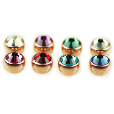 2er SET 1,6mm Rosegold Piercing Schraub Kugel großer facettierter Kristall Ball 
