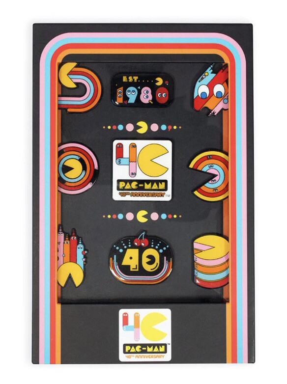 Official Pac-Man 40th Anniversary 9 Pin Badge Set Bandai Namco New