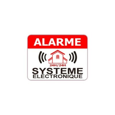 Liaison directe avec la Police Diamètre 75mm Autocollants dissuasifs Sécurité Système électronique Lot de 12 adhésifs Système Électronique Couleur Blanc