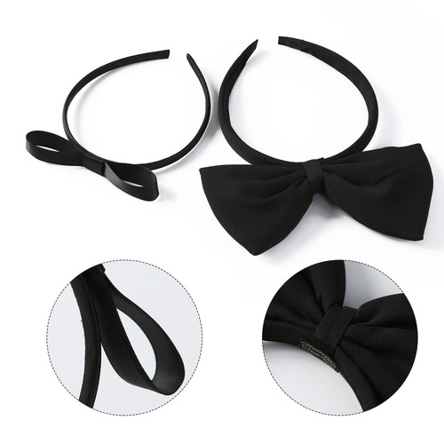 2 Pcs Big Black Bow Headband for Woman Girls Halloween Costume Headwear Chris... - Picture 4 of 7