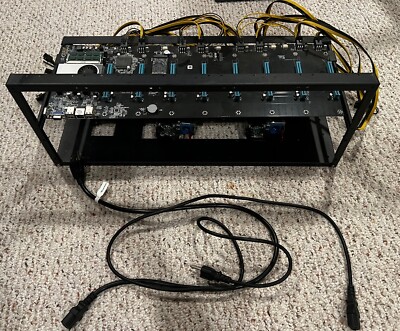 Crypto Mining Rig 8 Gpu Slot Miner 16 Power Cables X2 750w Psu Frame BTC-S37