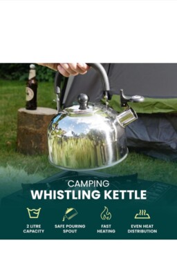 GREEN HAVEN Camping Whistling Kettle in 2L UK