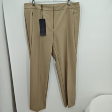 Escada Pants Womens 44 Beige Front Seam Zip Pockets 35x29 Stretch Trousers