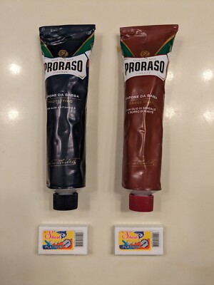 Proraso Shaving Cream Sandalwood  & Blue Aloe Vera+ Shark DE Safety Razor Blades