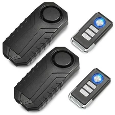 2PK Loud 113dB Wireless Bike Alarm Anti-Theft Vibration Remote Motorcycle Secure