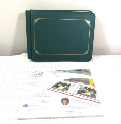 CREATIVE MEMORIES 5X7 CHRISTMAS SCRAPBOOK ALBUM GREEN W/GOLD + PROTECTORS