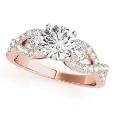 1.45 Ct Round Cut Moissanite Wedding Engagement Ring 14K Real Rose Gold Size 6 7