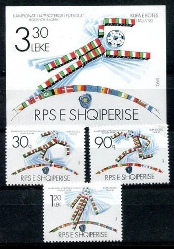 Albania 1990 Mint no gum 3v + Imperf MS, Football, Soccer World Cup, Sports