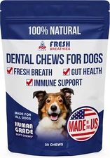 Fresh Breathies, All-Natural Dental Chews for Dogs, Dog Breath Treatment (30 Ct)