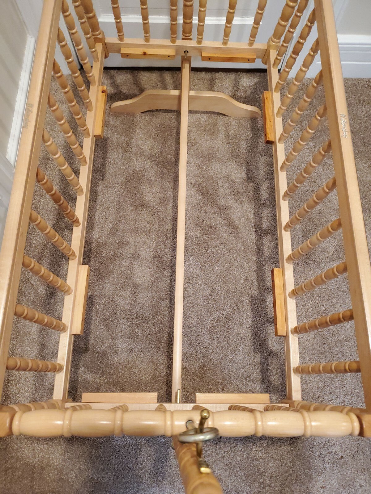 Vintage Jenny Lind Wooden Baby Cradle / / Crib Light Maple