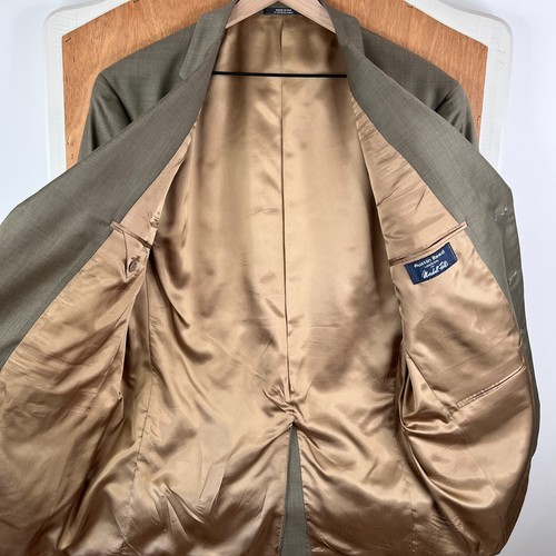 Austin Reed Suit Mens 43L Tan 2 Button 100% Wool Pants 38x29 Pleated Business - Picture 9 of 21