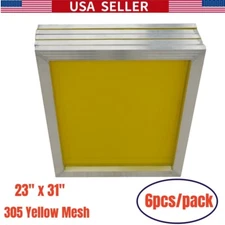 6 PACK 23" x 31" Aluminum Frame Silk Screen Printing Screens 305 Yellow Mesh