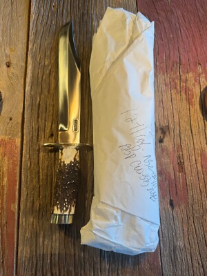 New in Paper Randall Model 12-11 Confederate with a great piece of Popcorn Stag.