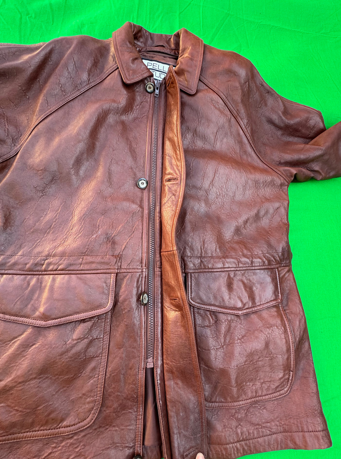 Vintage Wilsons Pelle Studio Men's Brown Leather Jacket Size L. image 7