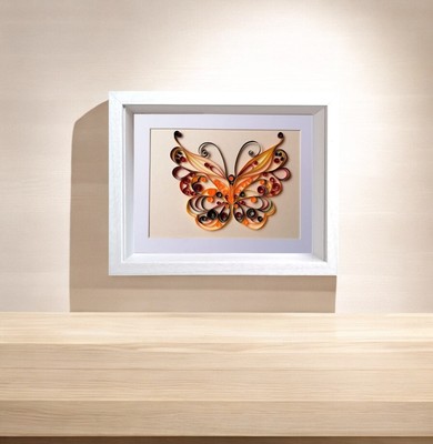 Schmetterling, Handarbeit, Quilling Papier Wandbild, gerahmt, Wohnwanddeko