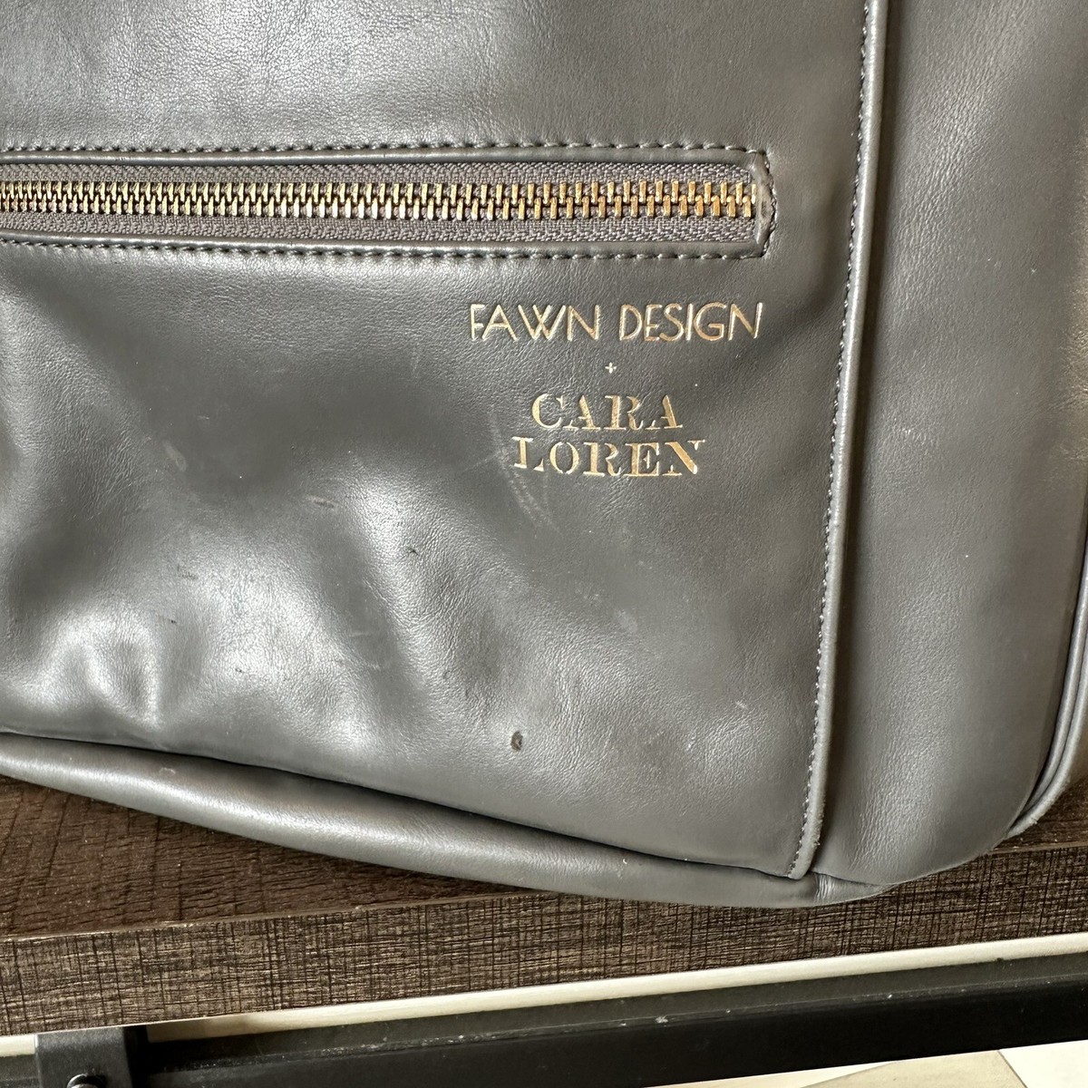 Fawn Design x Cara Loren Leather Backpack in dark grey Fawn Design x Cara Loren Diaper Bag | eBay main image 3