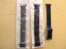 Adjustable Stretch Bands for Apple Watch 38 40 MM - Lot 3 Silver Black Navy