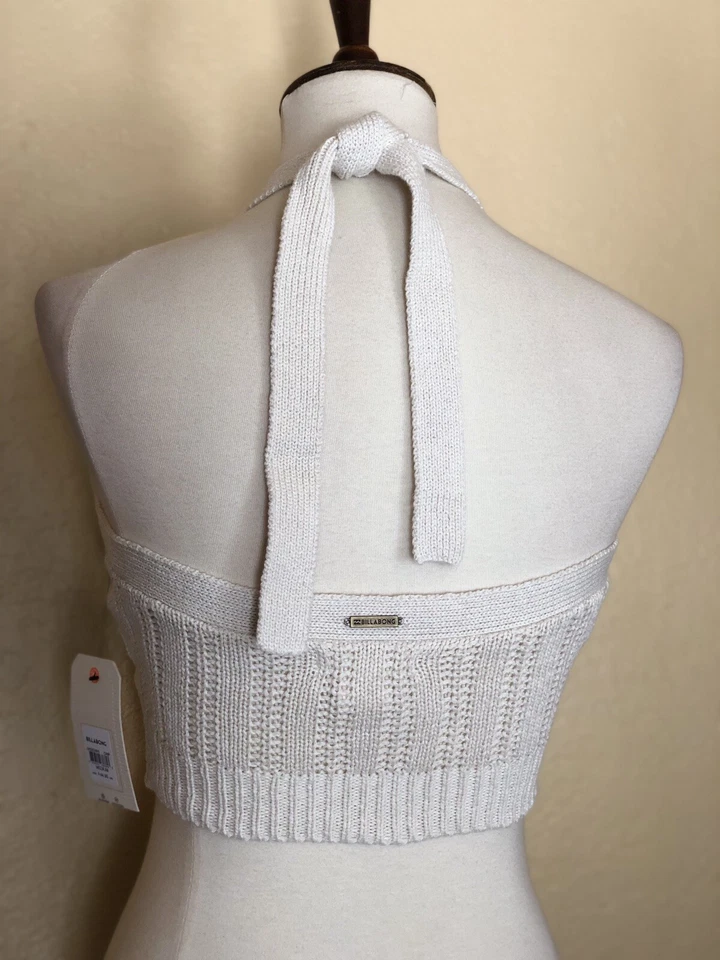 Billabong женщин слоновой кости трикотажа пески с бретелью через шею укороченный Топ несколько размеров  - Изображение 2 из 4