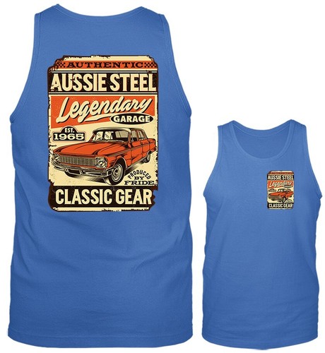 Aussie Steel Classic Gear Hot Rod Vintage Car Automobile Graphic Tank Top - Imagen 7 de 8