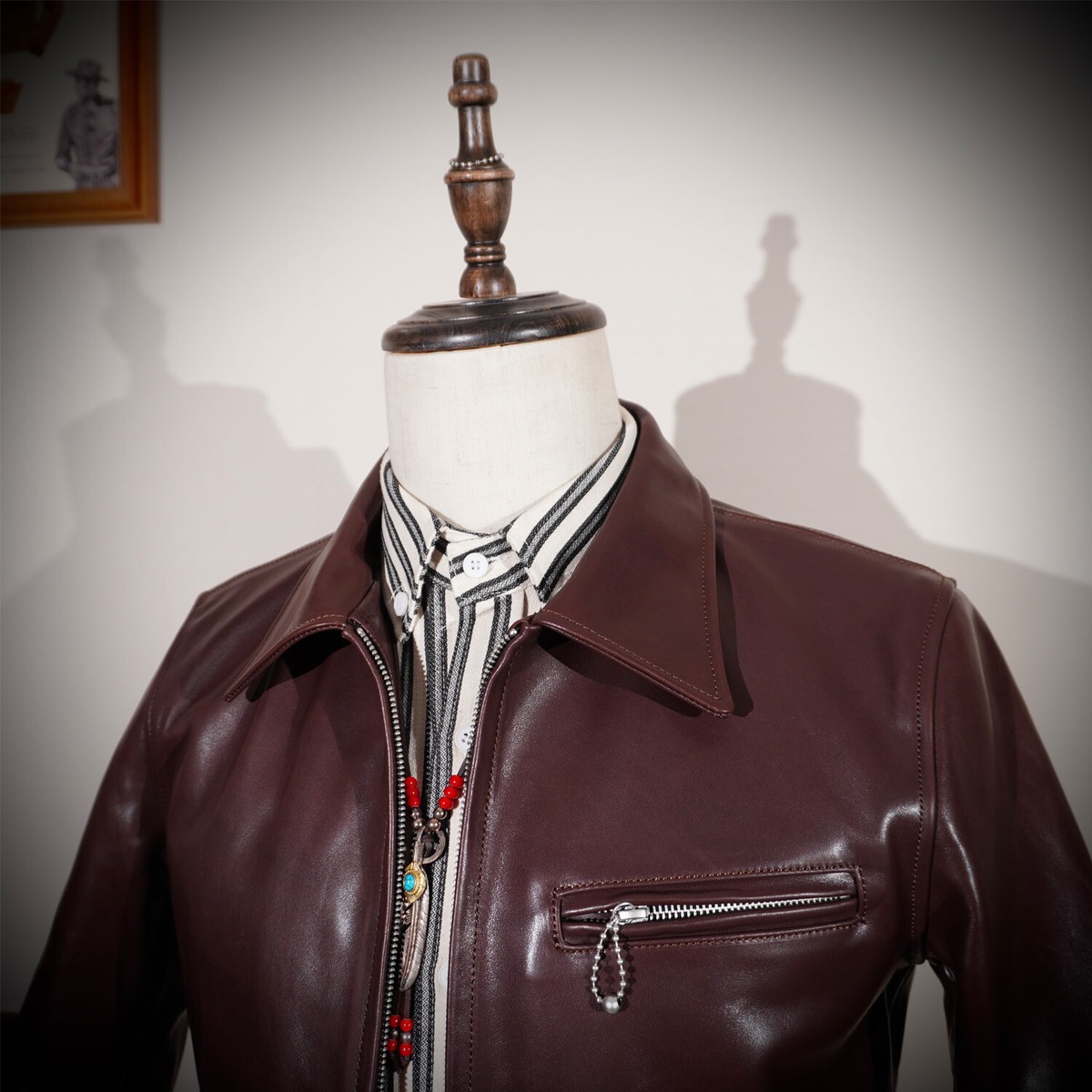 Classic 1930S Japanese Batik Horsehide Men's Retro Lapel Genuine