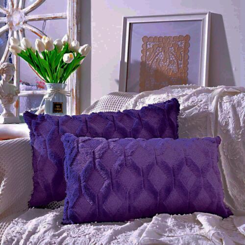 12"x20" Lumbar Plush Throw Pillow Covers, Pack of 2 Luxury Soft Pillowcases - Picture 29 of 35