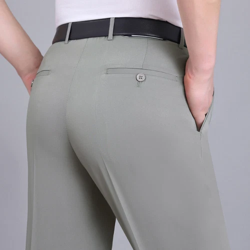 Mens Dress Pants Straight Formal Trousers Slim Casual Office Wedding Business - Picture 7 of 26