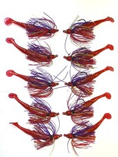 Bass Jigs 10 Total: RED/PURPLE BACK  3-5/16  3-3/8  4-1/2 w/Trailer