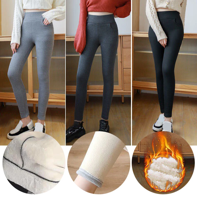 Women Winter Sherpa Fleece Lined Jeggings Thicken Skinny Stretch