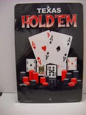 Texas Hold'em Poker Man Cave Poker Room Indoor Outdoor Tin Sign Décor