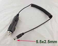 Car Cigarette Lighter Power Supply To 5.5mm x 2.5mm DC Male Plug w/ Spring Cable