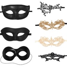 7PCS Lace Venetian Mardi Gras Costume Mask Theatre Masquerade Ball Prom Party