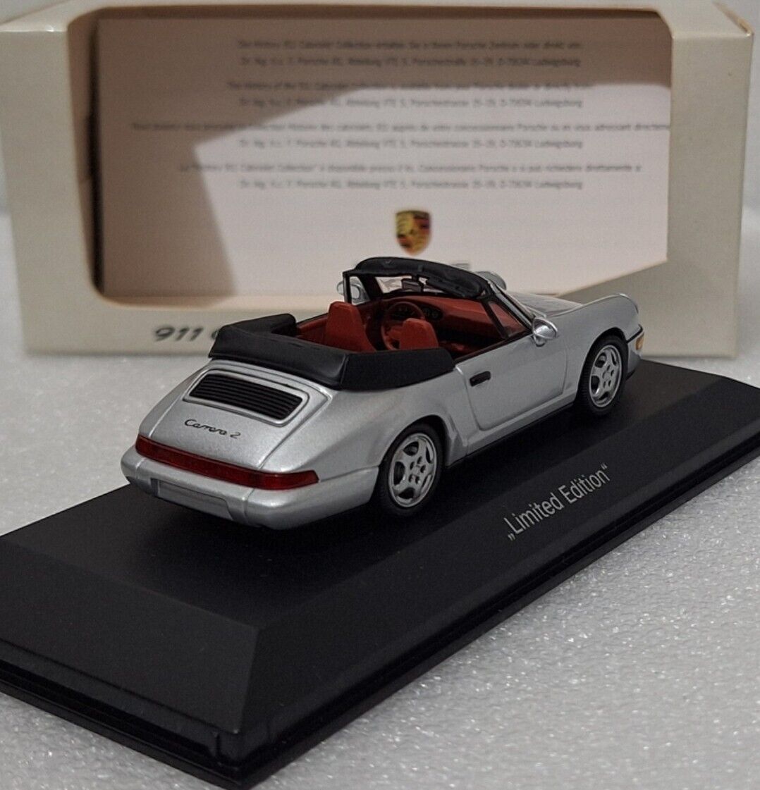 Porsche 911 964 Carrera 2 Cabrio 1990 Silver 1:43 Minichamps Porsche 911 964 Carrera 2 Cabrio 1990 Silver 1:43 Minichamps