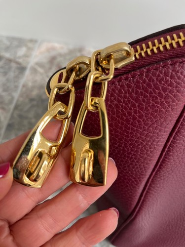 Borsa a mano VBH Bordeaux doppio manico zip superiore pelle grana con tracolla GHW - Foto 12 di 16