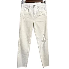 Blank NYC Women's NWT White Distressed Raw Hem The Madison Crop Jeans Size 25