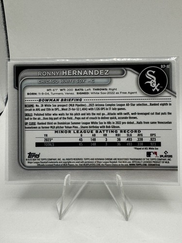 2024 Bowman #BCP-92 Ronny Hernandez Chrome Prospects Lunar Glow Refractors - Picture 2 of 2