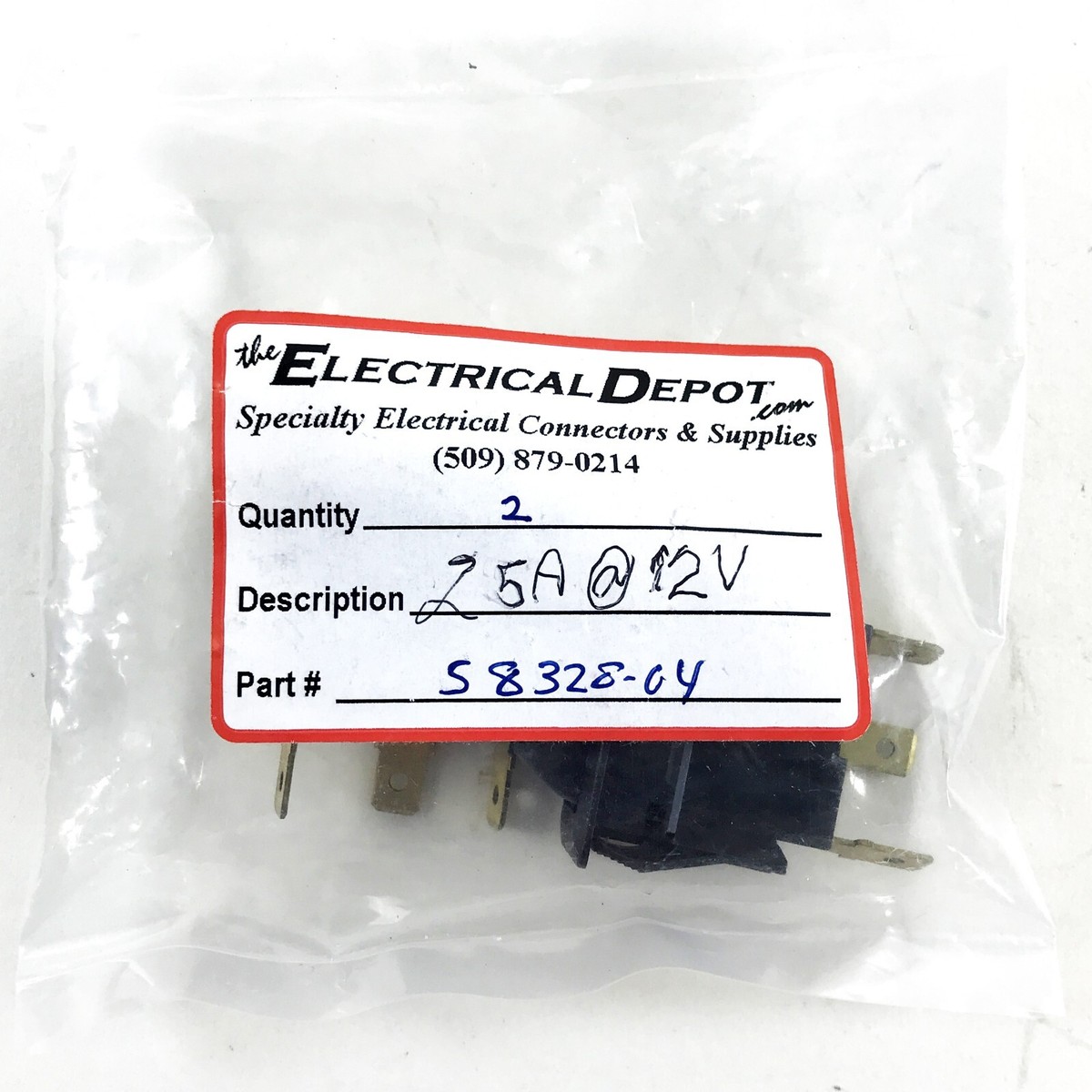 Cole Hersee 58328-04 Black Rocker Switch Red Light SPDT On Off 25A
