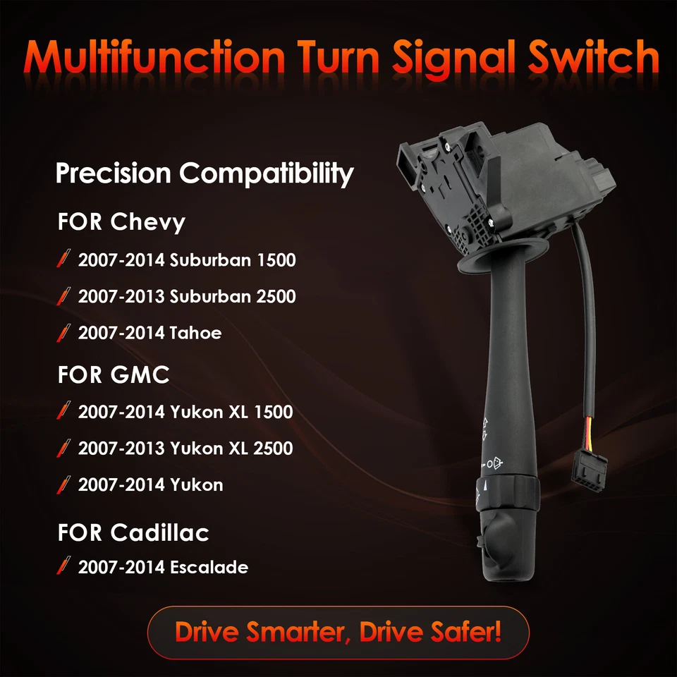 Interruptor de limpiaparabrisas de señal de giro para 07-14 Chevy Tahoe Suburban GMC Yukon XL Foto 3 de 4