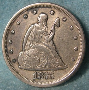 1875-S Silver 20c Twenty Cent Piece High Grade Old US Coin