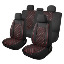 Breathble Car Seat Covers Washable Seat Covers for Cars, Full Set Black/Red