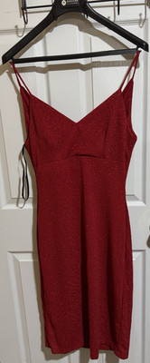 Premier Amour Dress Womens 14 Red Glitter Sparkle Sleeveless Slip