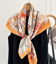 100 Silk Mulberry Wrap Shawl Square botanical garden Print Bandanna Scarf 35''