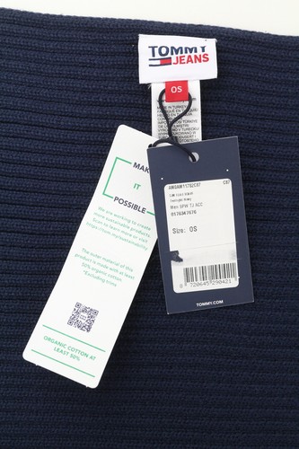 Tommy Hilfiger Flag Hombre Bufanda OS Azul Oscuro Tight-Knit Bordado Logo Unisex - Imagen 5 de 8