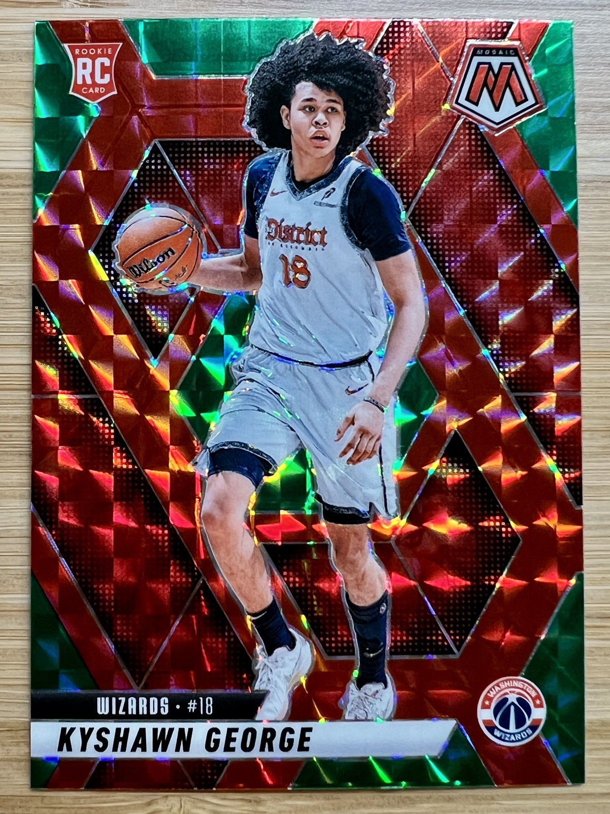 2024-25 Panini Mosaic - Kyshawn George #247 Choice Red & Green Mosaic Prizm (RC)